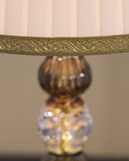 Table Lamps Dafne Dafne 109/LM gold leaf-golden teak-crystal table lamp-fabric ivory shade View 2
